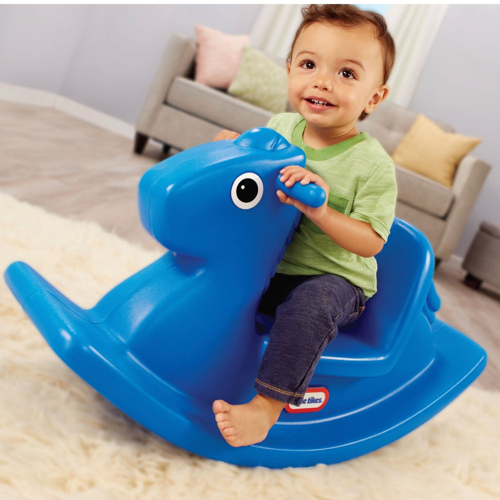 Rocking Horse - Primary Blue - Classic Blue Rocking Horse with Stable Low Seat Designed for Gentle Rocking and Imaginative Play