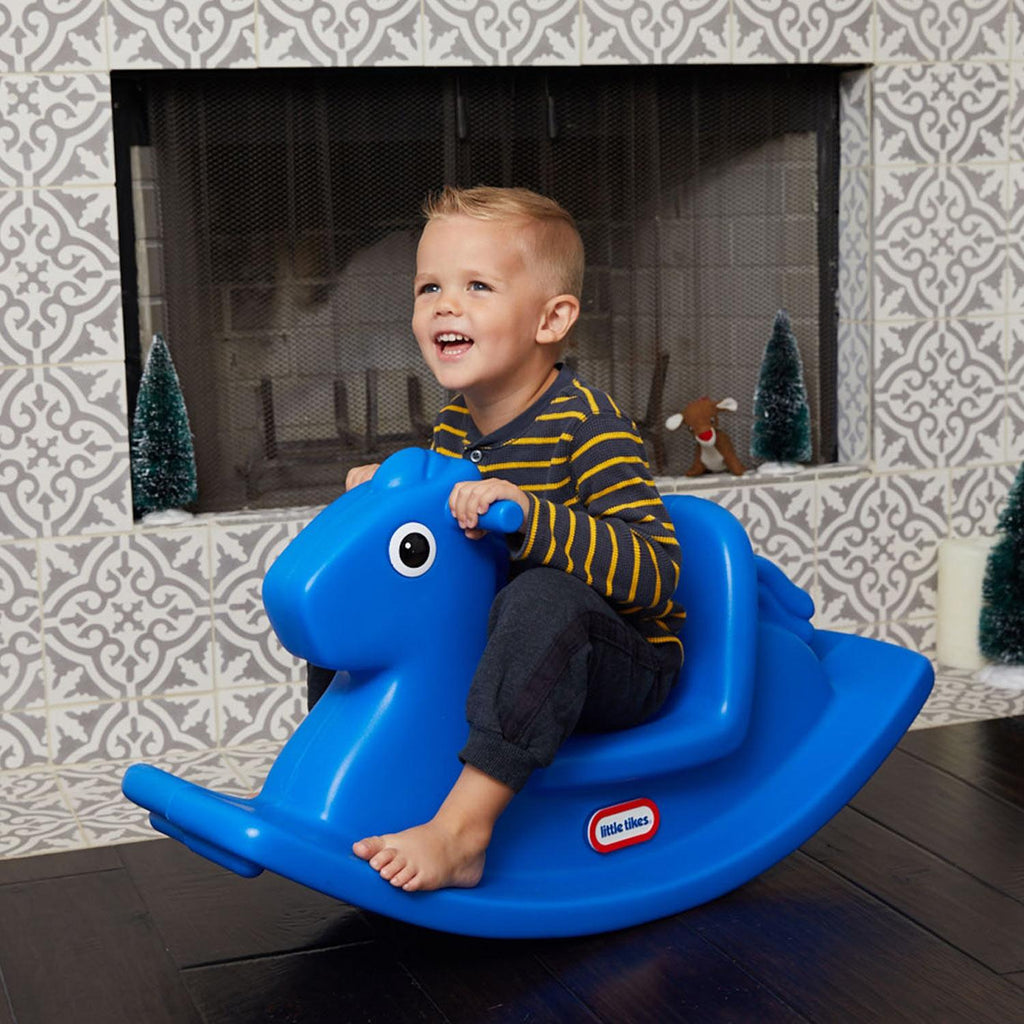 Rocking Horse - Primary Blue - Classic Blue Rocking Horse with Stable Low Seat Designed for Gentle Rocking and Imaginative Play
