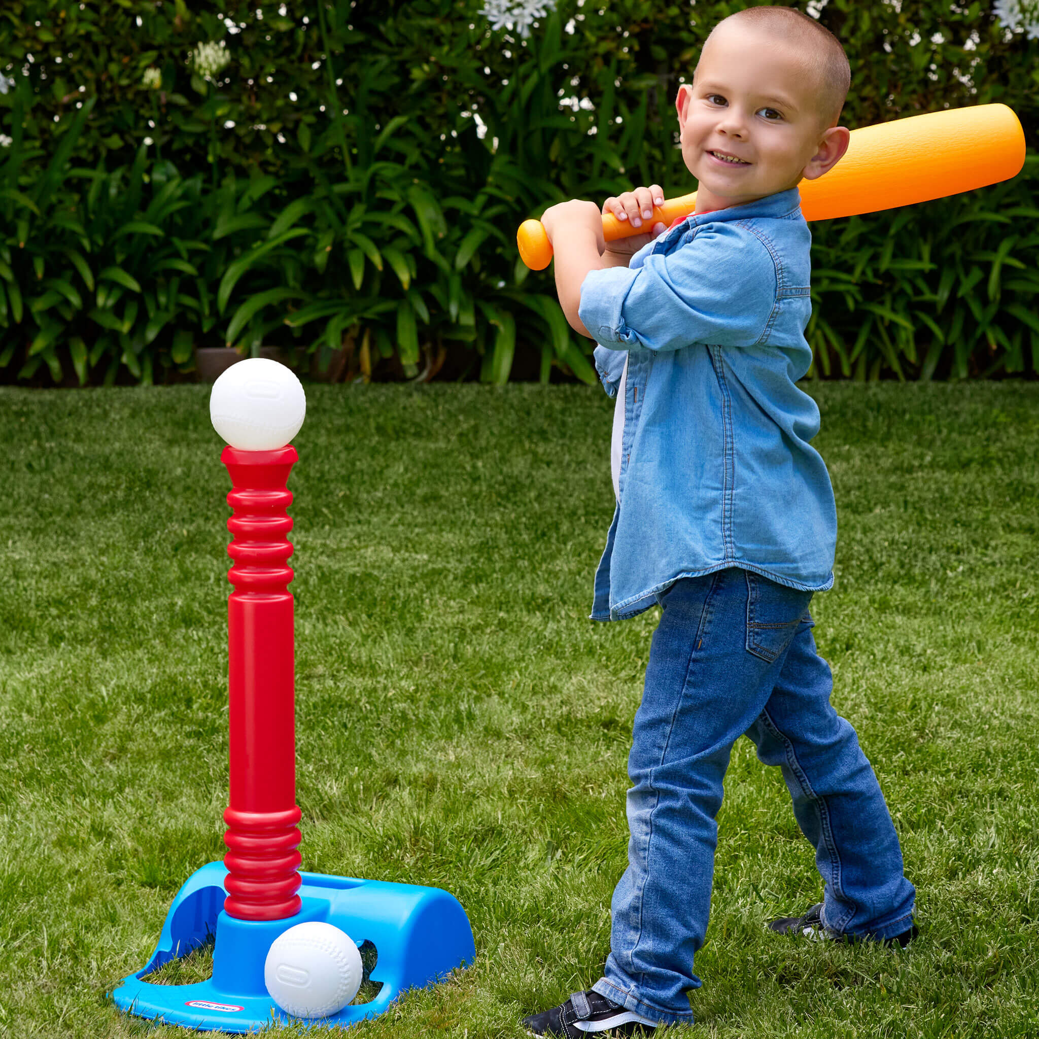 TotSports™ T-Ball Set - Adjustable Tee Set with Oversized Bat and Balls Designed for Easy Contact and Active Play