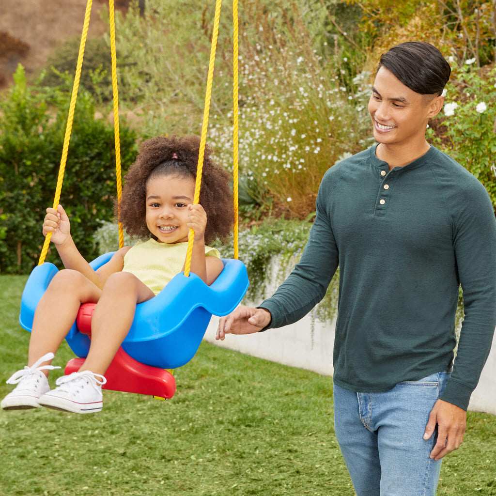 2-in-1 Snug 'n Secure™ Swing - Blue - Adjustable Swing with Rotating T-Bar and Straps Designed for Secure and Comfortable Swinging