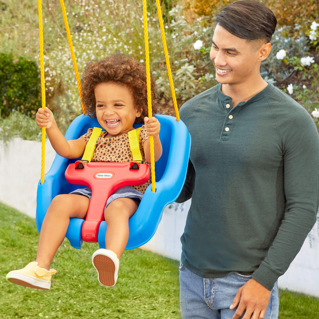 2-in-1 Snug 'n Secure™ Swing - Blue - Adjustable Swing with Rotating T-Bar and Straps Designed for Secure and Comfortable Swinging