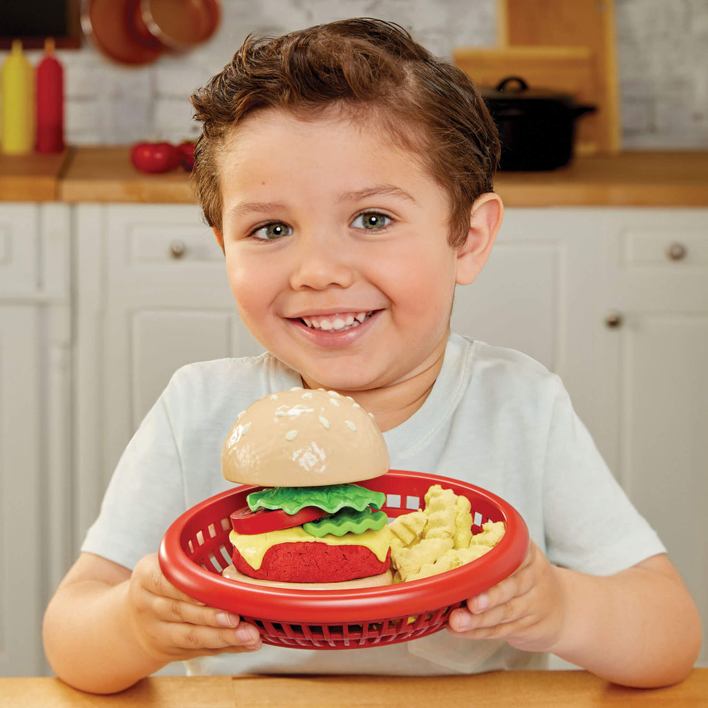 Creative Chefs™ Cheeseburger and Fries Kit - Recipe-Guided Cheeseburger Playset with Utensils Designed for Multi-Step Preparing and Plating