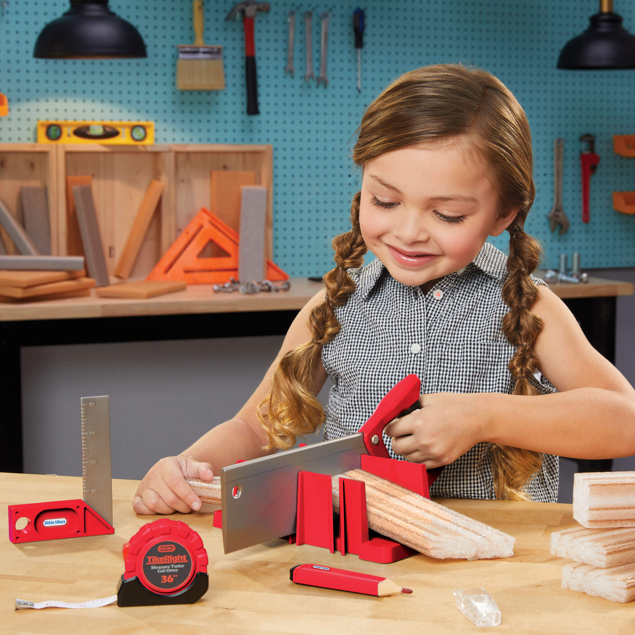 Creative Construction™ Measure and Cut Set - Realistic Measure-and-Cut Tools for Building Play Designed for Measuring, Marking and Creative Building