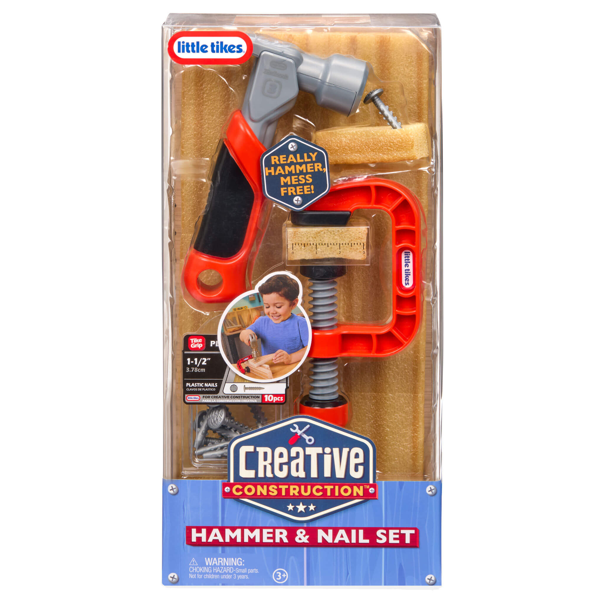 Creative Construction™ Hammer and Nail Set - Mess-Free Hammering Kit with Blueprint Projects Designed for Hands-On Building Without Sharp Pieces
