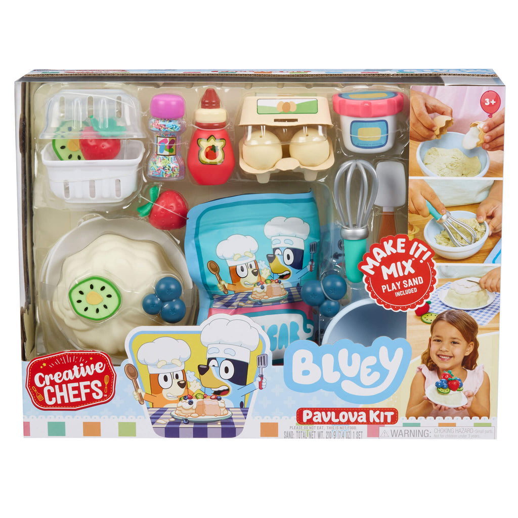 Creative Chefs™ Bluey - Pavlova Kit - Bluey Pavlova Playset with Food and Utensils Designed for Step-by-Step Pretend Dessert Making