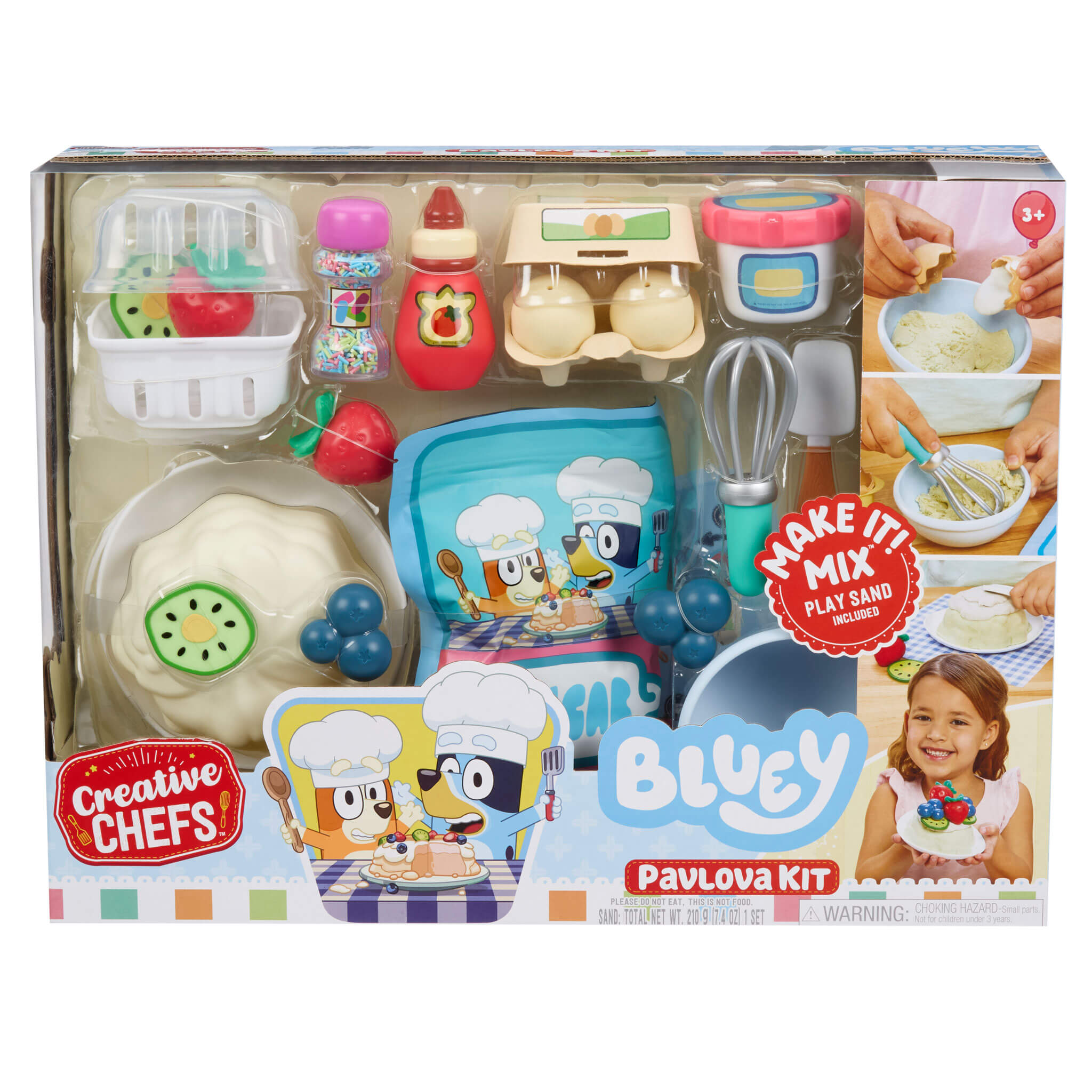 Creative Chefs™ Bluey - Pavlova Kit - Bluey Pavlova Playset with Food and Utensils Designed for Step-by-Step Pretend Dessert Making
