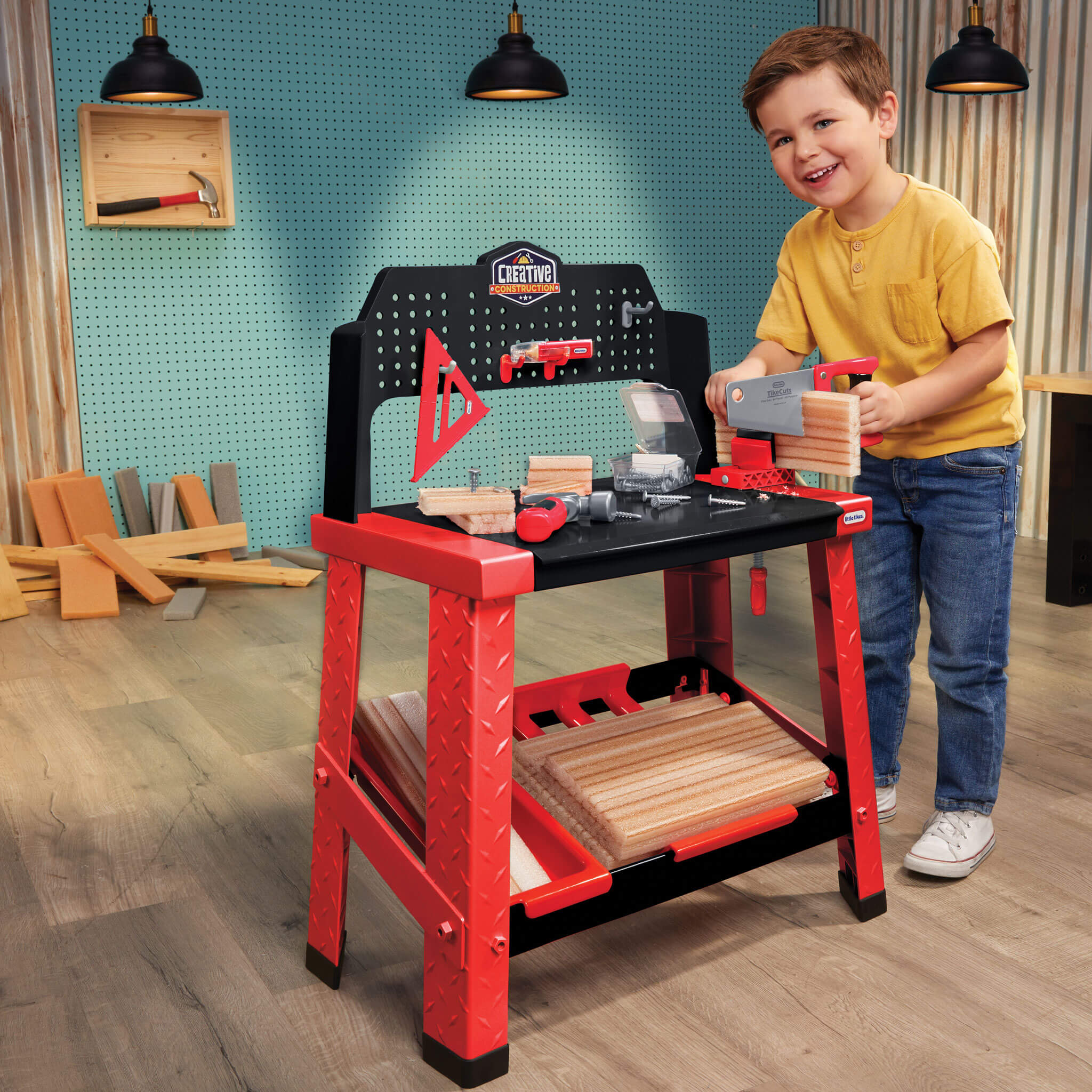 Creative Construction™ Workbench - Hands-On Construction Station for Young Builders Designed for Tool Recognition and Creative Building
