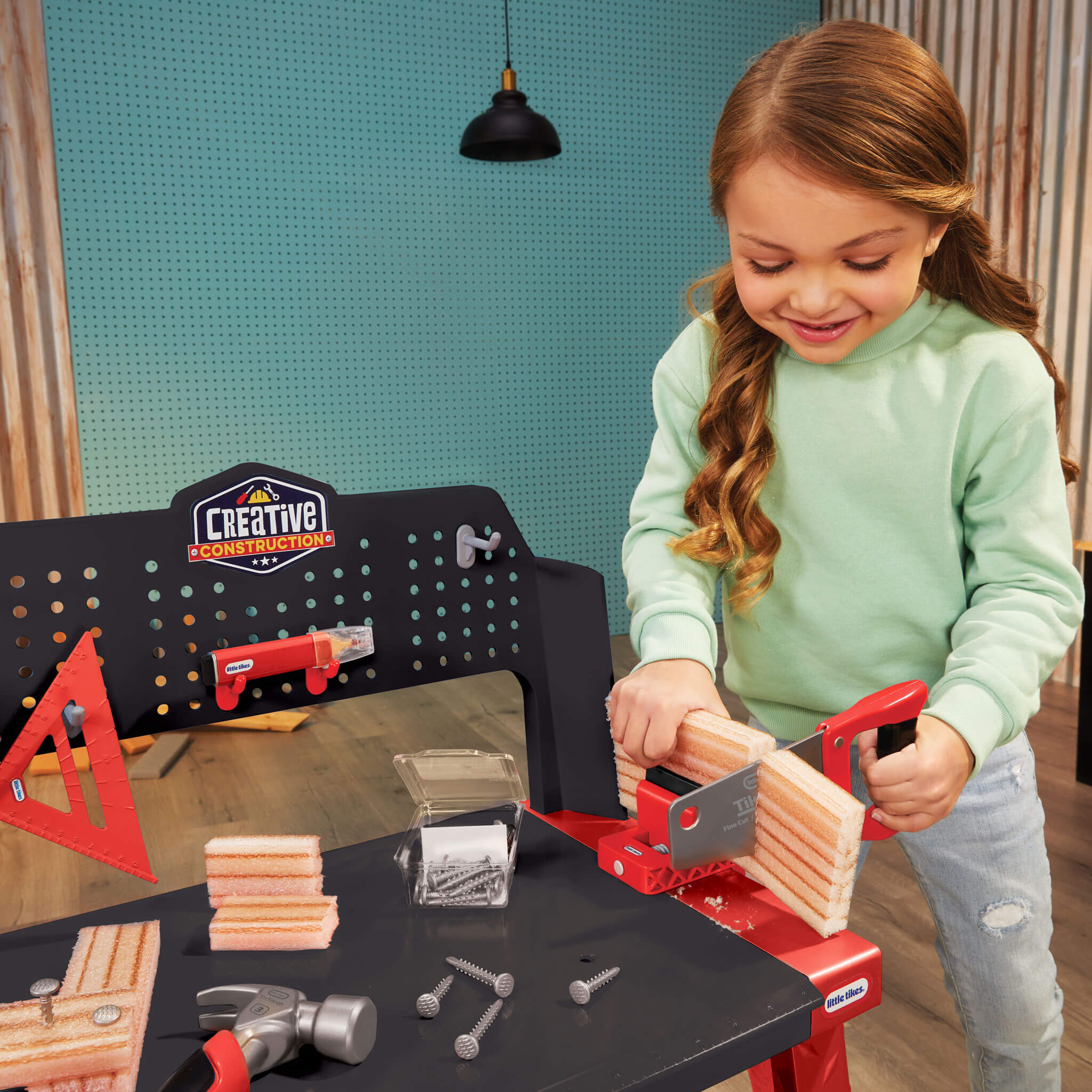 Creative Construction™ Workbench - Hands-On Construction Station for Young Builders Designed for Tool Recognition and Creative Building