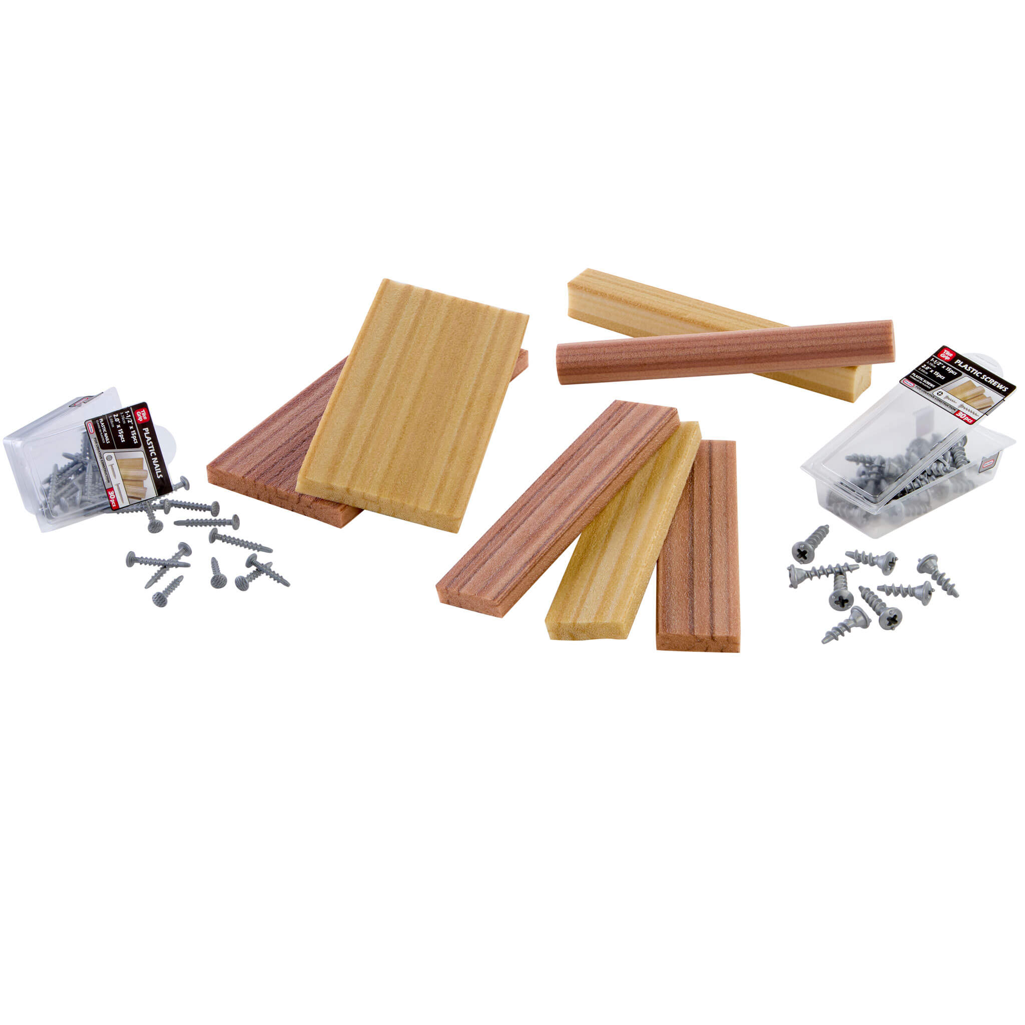 Creative Construction™ Wood, Nails and Screw Bundle - Wood, Foam Nails and Screws for Creative Projects Designed for Open-Ended Young Builder Play