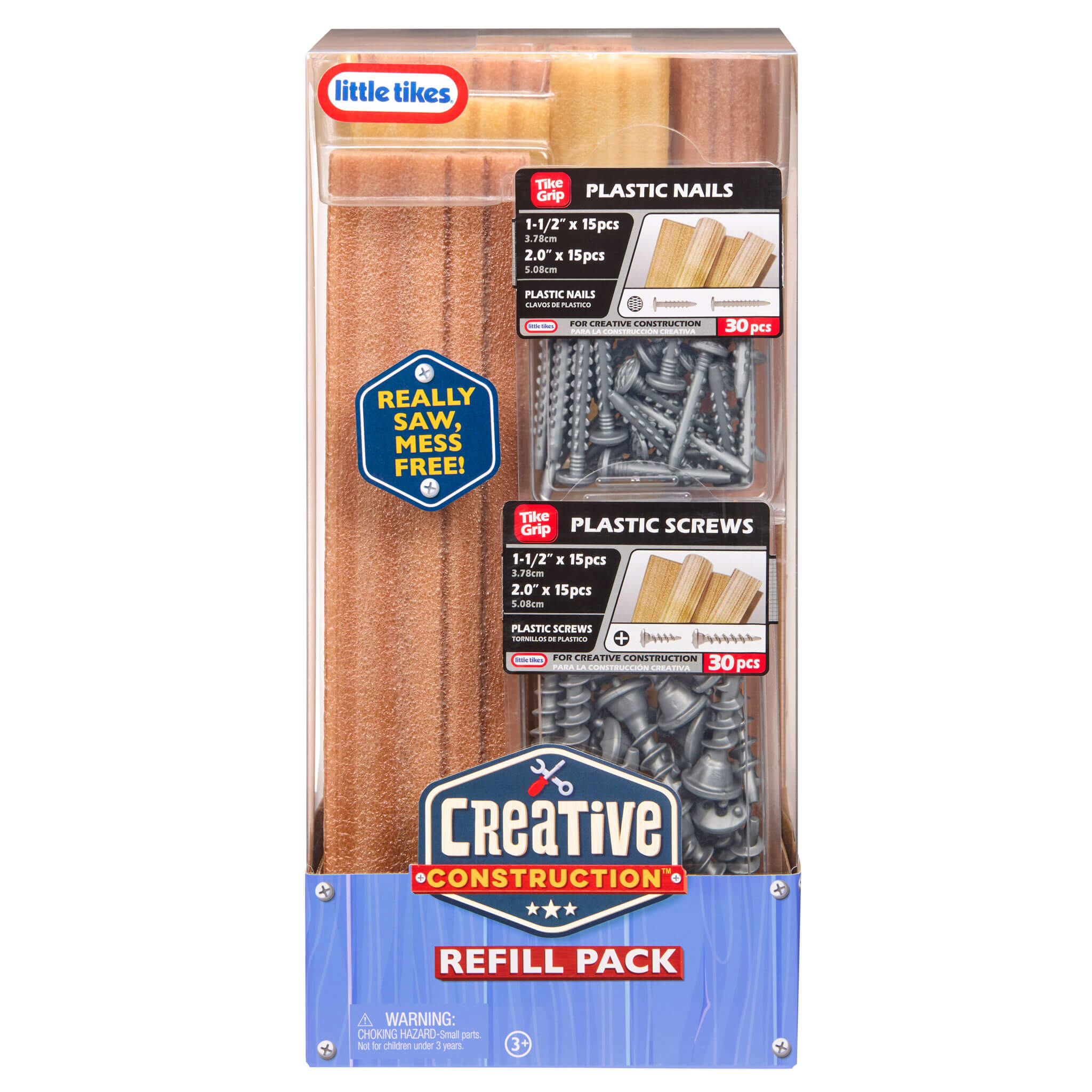Creative Construction™ Wood, Nails and Screw Bundle - Wood, Foam Nails and Screws for Creative Projects Designed for Open-Ended Young Builder Play