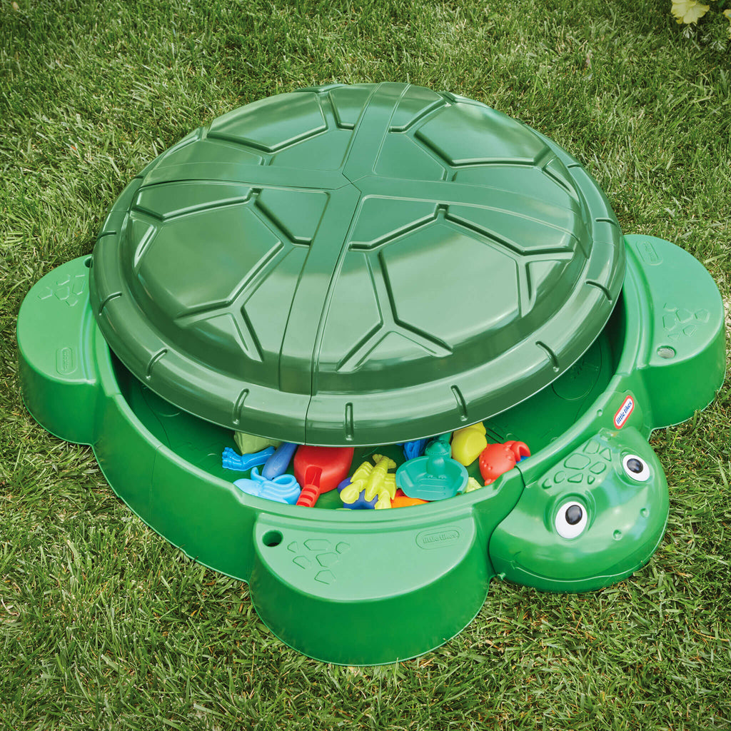 Turtle Sandbox - Classic Turtle Sandbox with Built-In Seats Designed for Covered Outdoor Sand Adventures