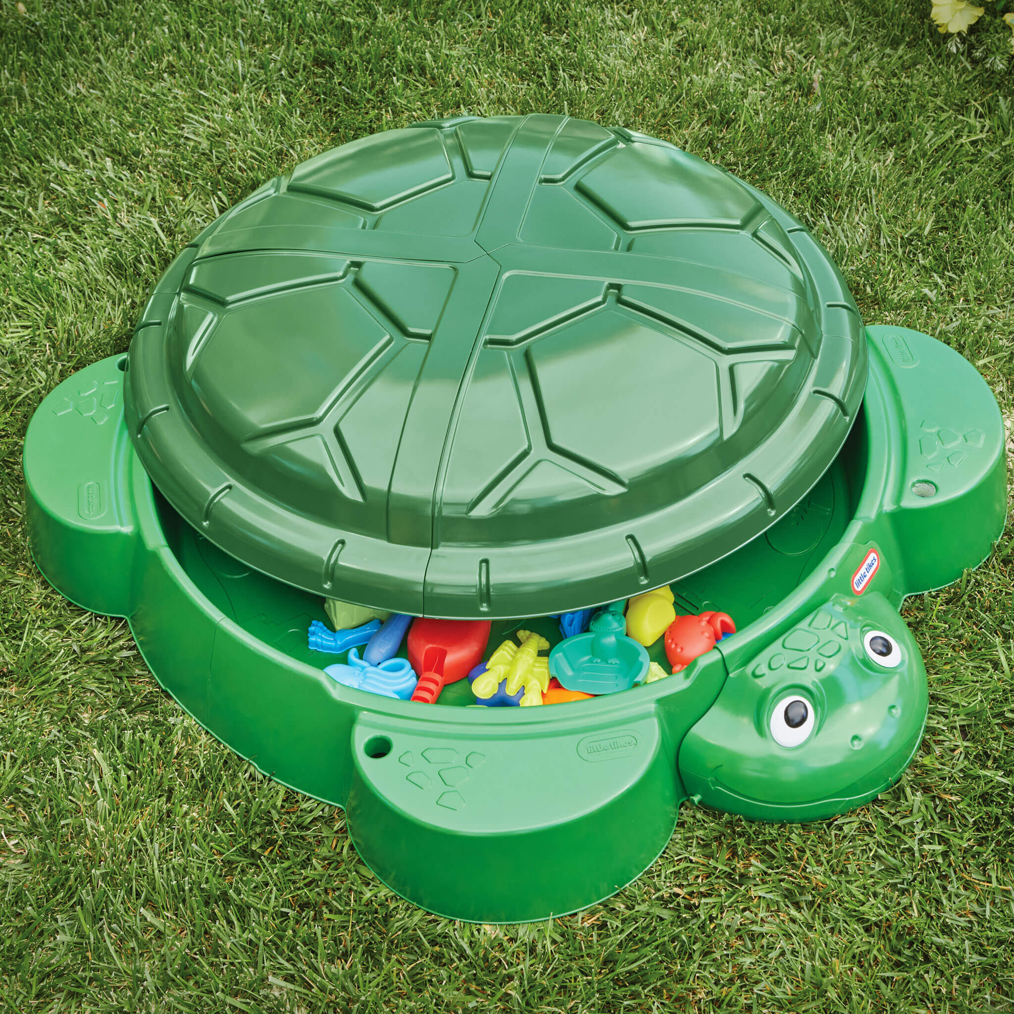 Turtle Sandbox - Classic Turtle Sandbox with Built-In Seats Designed for Covered Outdoor Sand Adventures